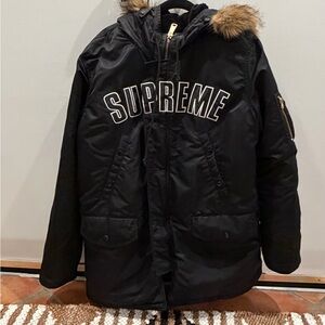Supreme Black Jacket with Fur Trim Send me an offer 🙂